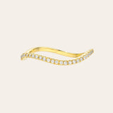 14K Half Diamond Curved Band Ring Zoe Lev Jewelry