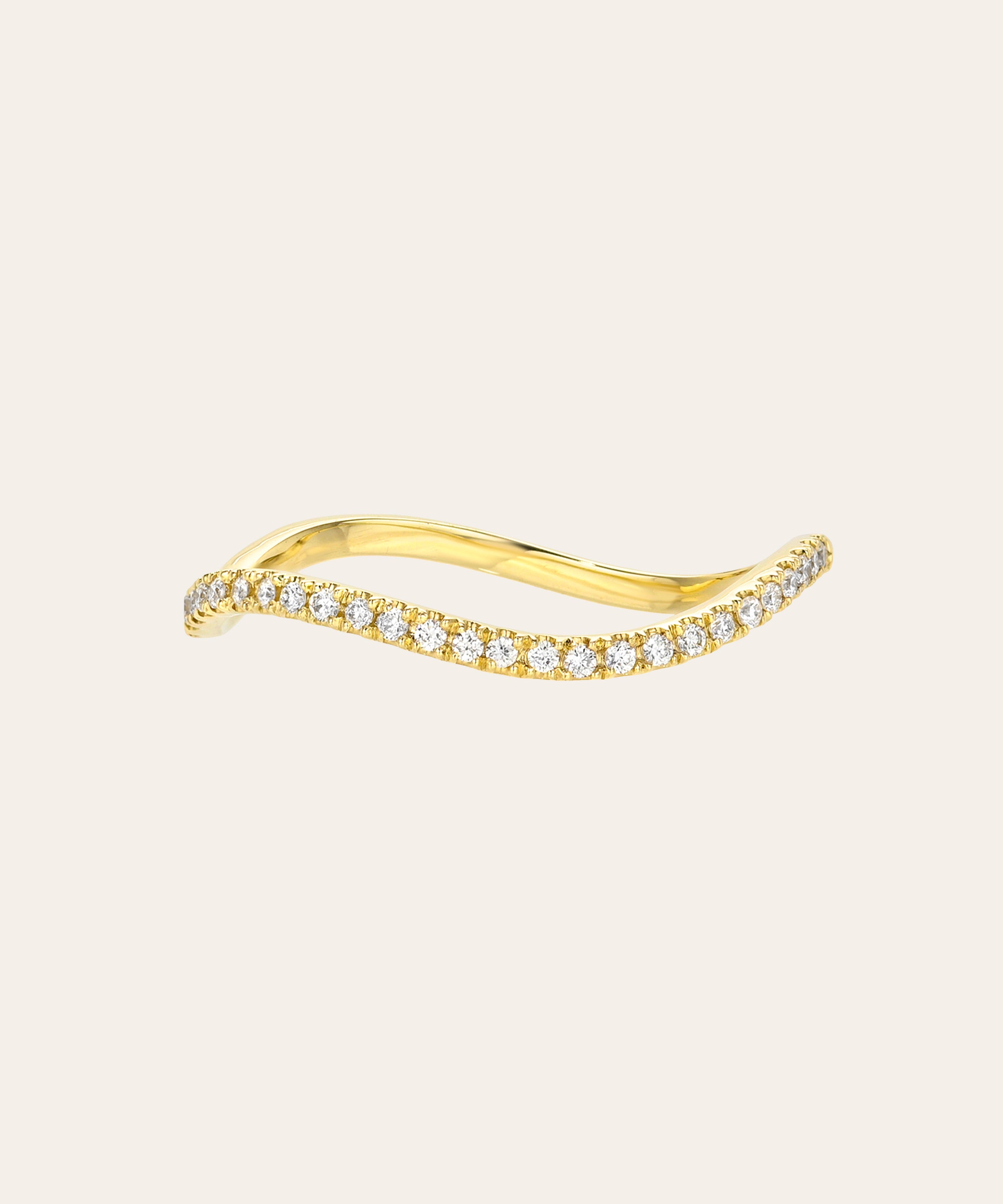 14K Half Diamond Curved Band Ring Zoe Lev Jewelry