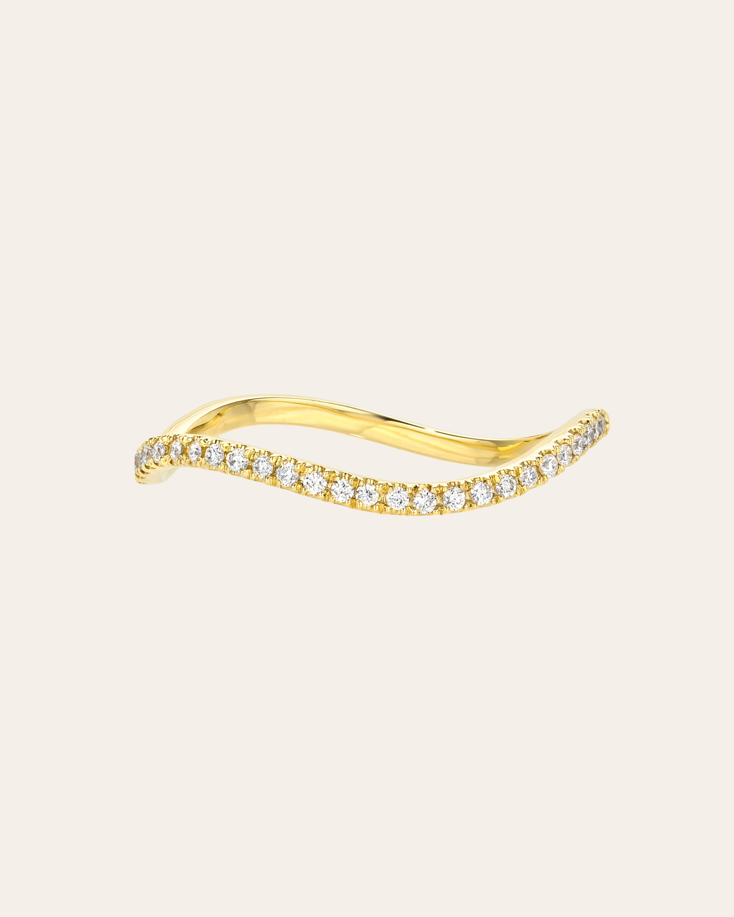 14K Half Diamond Curved Band Ring Zoe Lev Jewelry