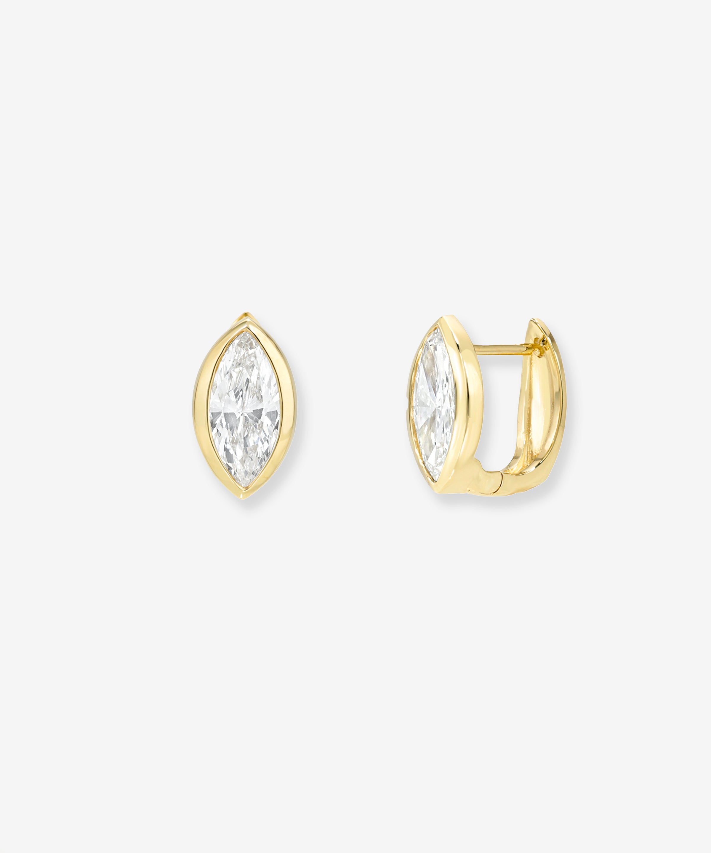Lab Diamond Marquise Bezel Huggies Hoops & Huggies Zoe Lev Jewelry