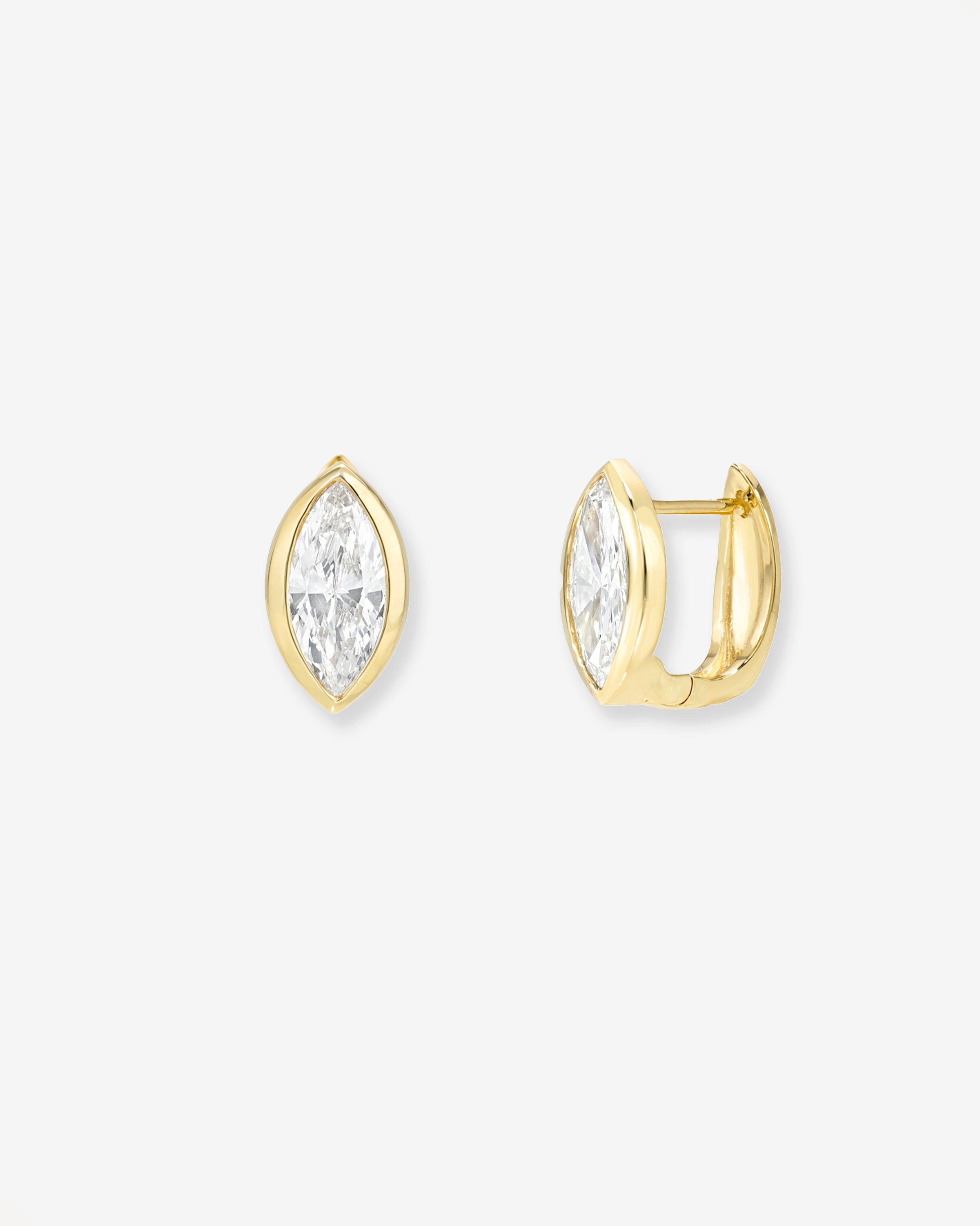 Lab Diamond Marquise Bezel Huggies Hoops & Huggies Zoe Lev Jewelry