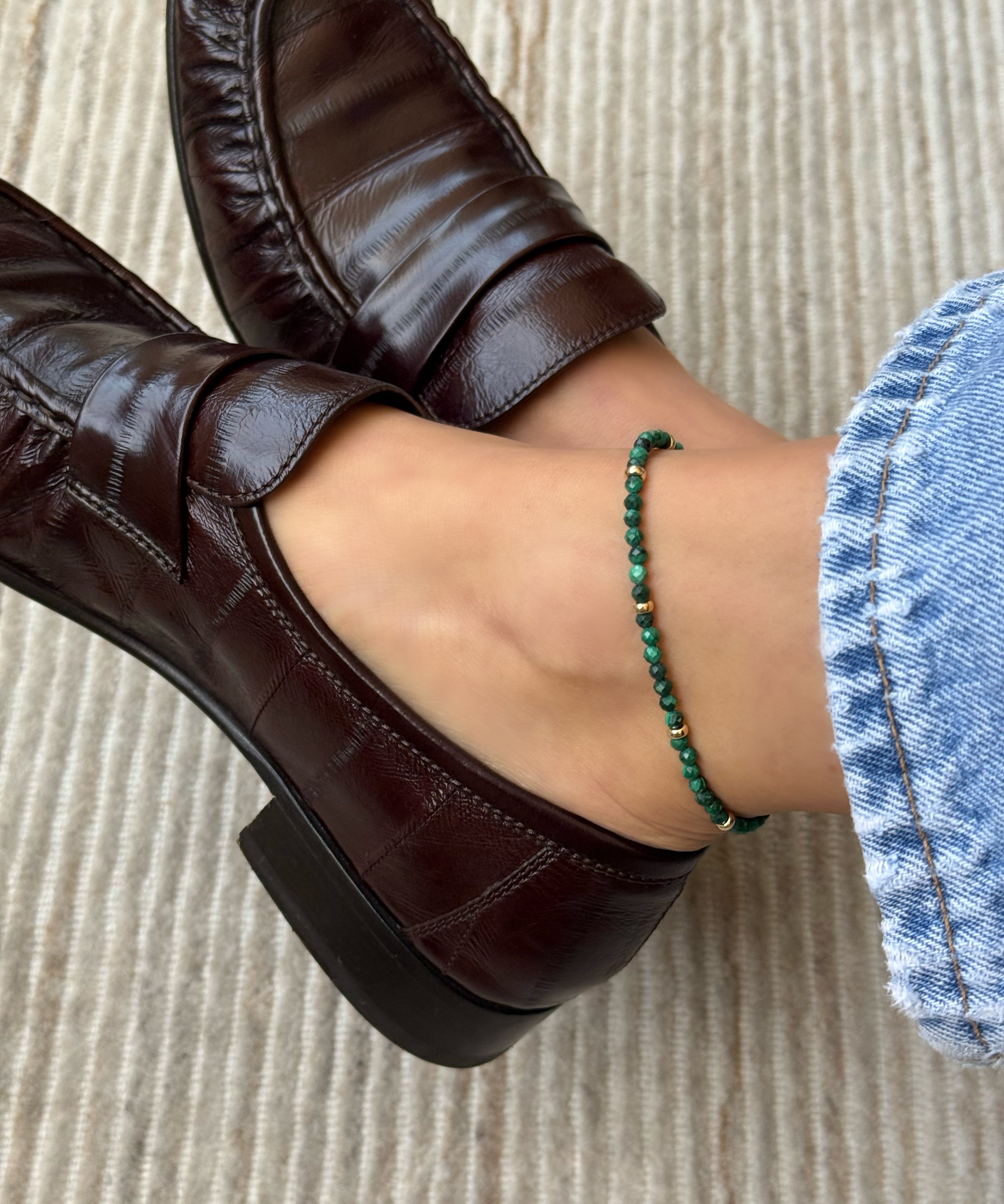 14k Malachite Segment Anklet Zoe Lev Jewelry
