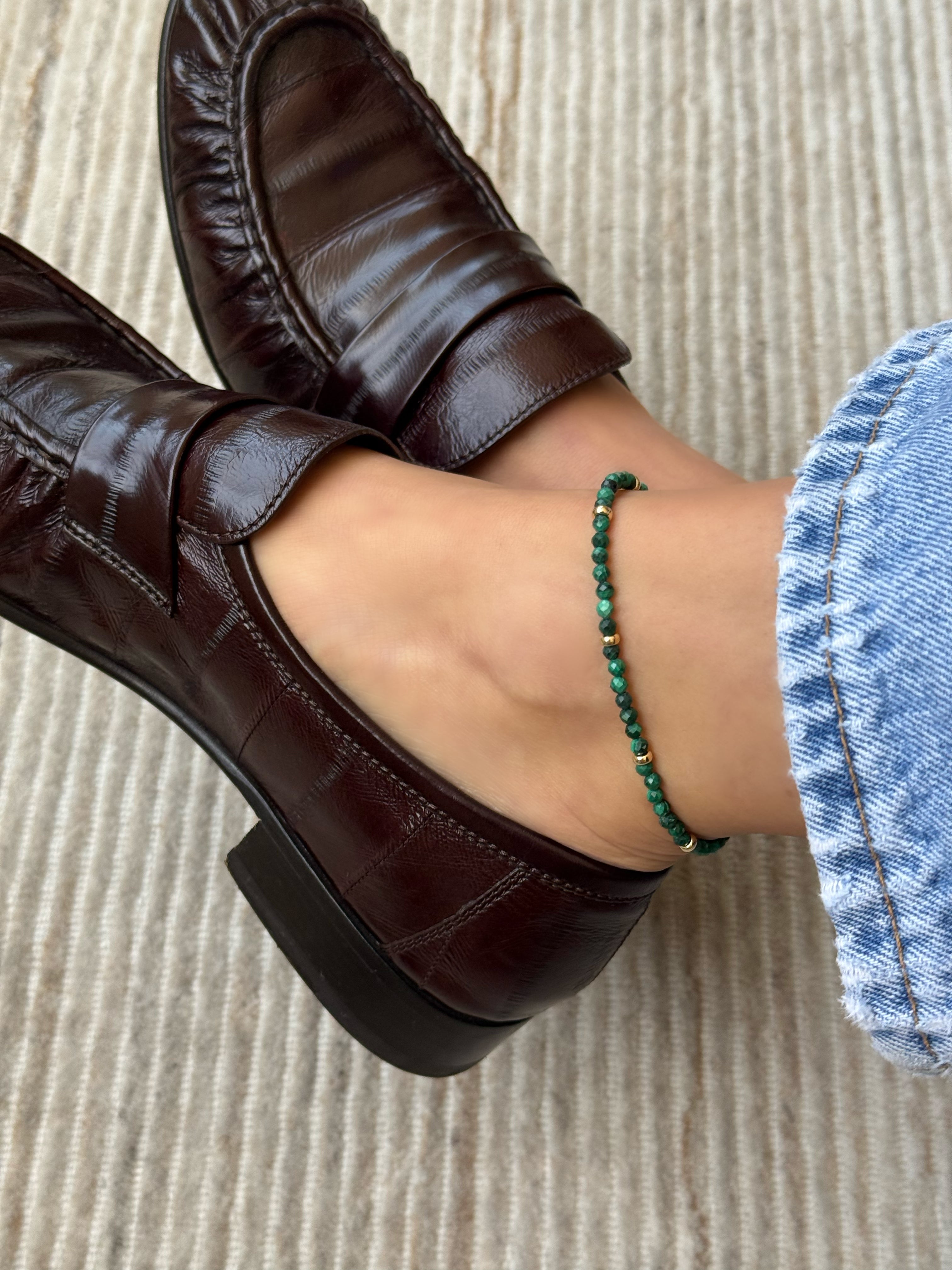14k Malachite Segment Anklet Zoe Lev Jewelry