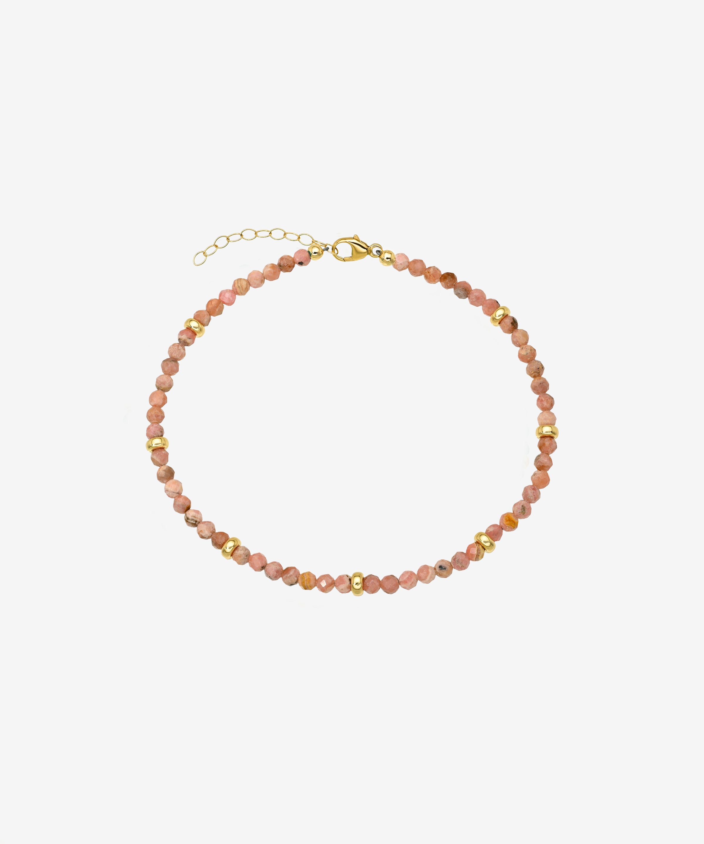 14k Pink Rhodochrosite Segment Anklet Zoe Lev Jewelry