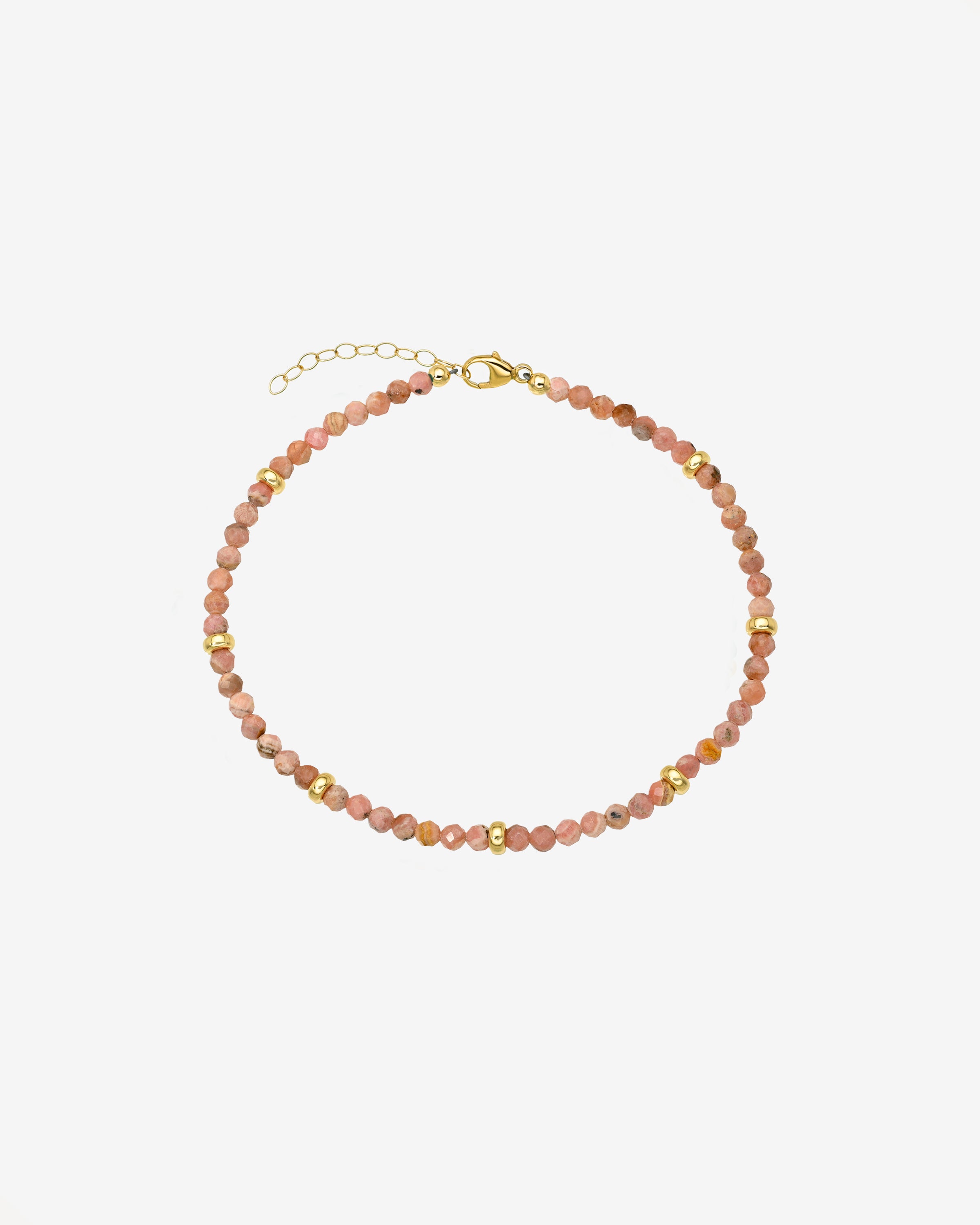 14k Pink Rhodochrosite Segment Anklet Zoe Lev Jewelry
