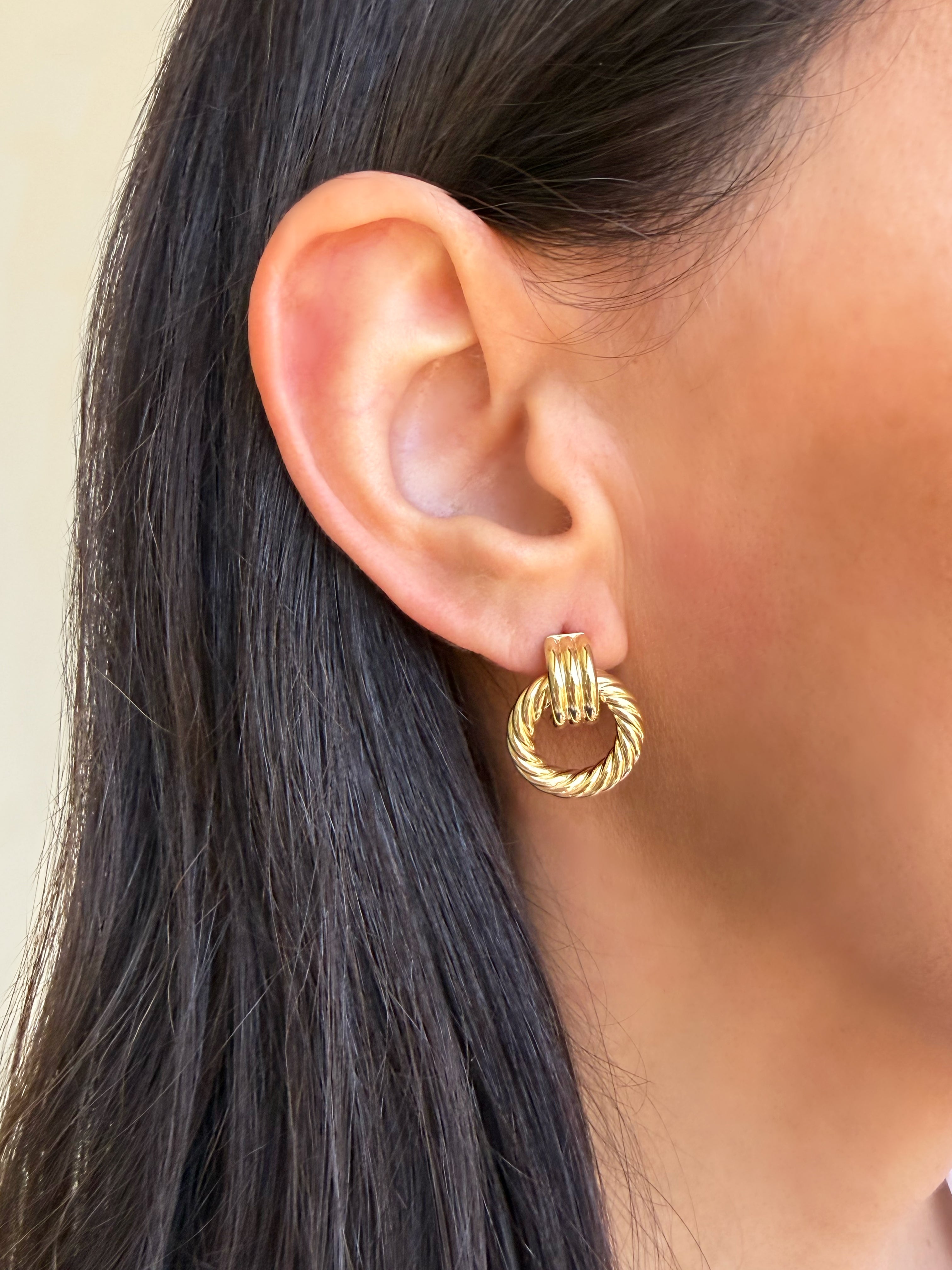 14k Ribbed Knot Earrings Hoops & Huggies Zoe Lev Jewelry