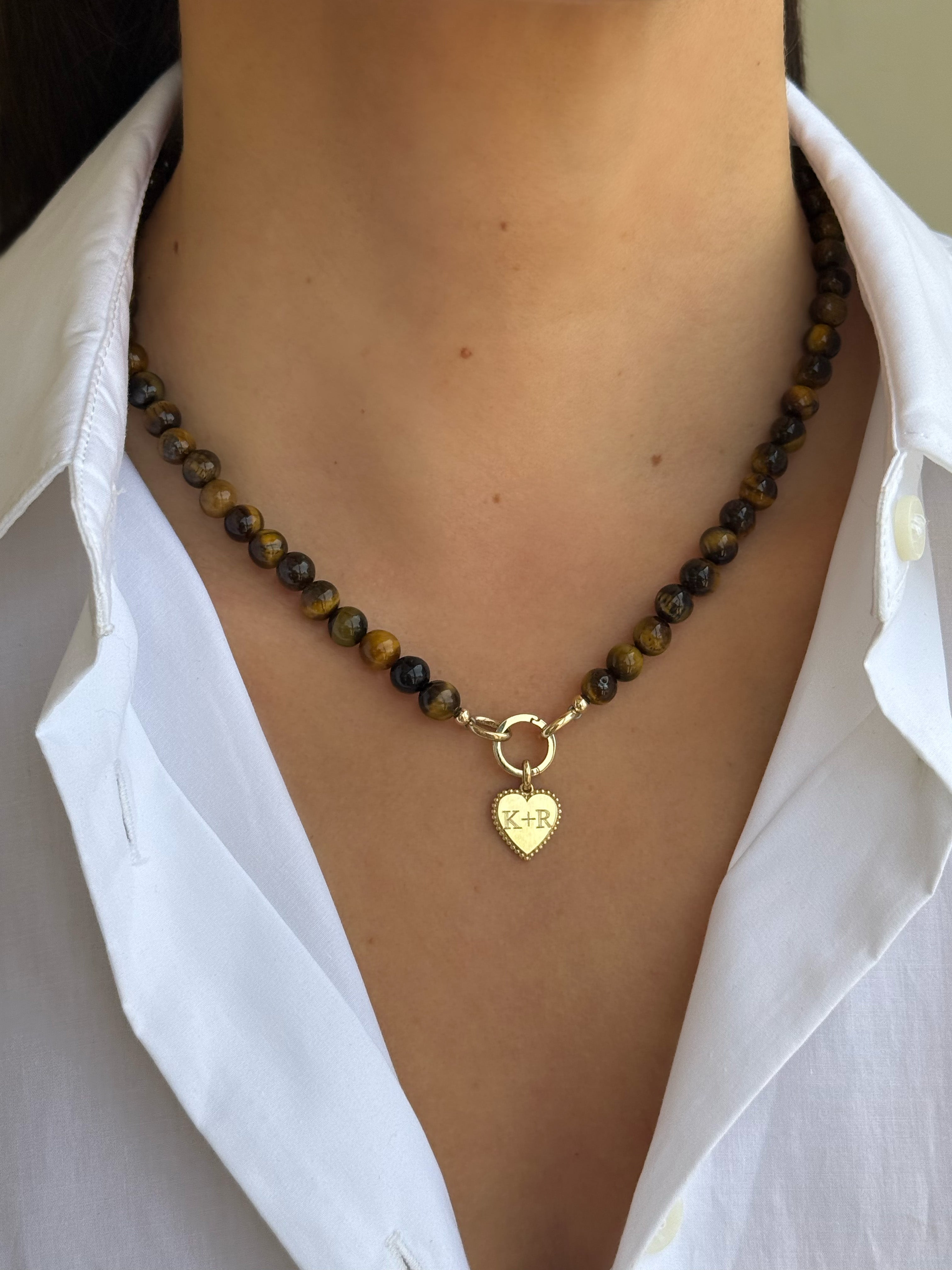 14K Large Smooth Beaded Necklace Personalized Zoe Lev Jewelry
