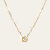 14k Gold Triple Diamond Bezel Necklace - 16"-18"