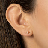 14k Yellow Gold Evil Eye Lash Stud Earring with Tiny Diamond - Single SAMPLE SALE Zoe Lev Jewelry