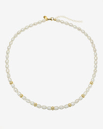 14K Gold Baroque Pearl Segment Necklace Zoe Lev Jewelry