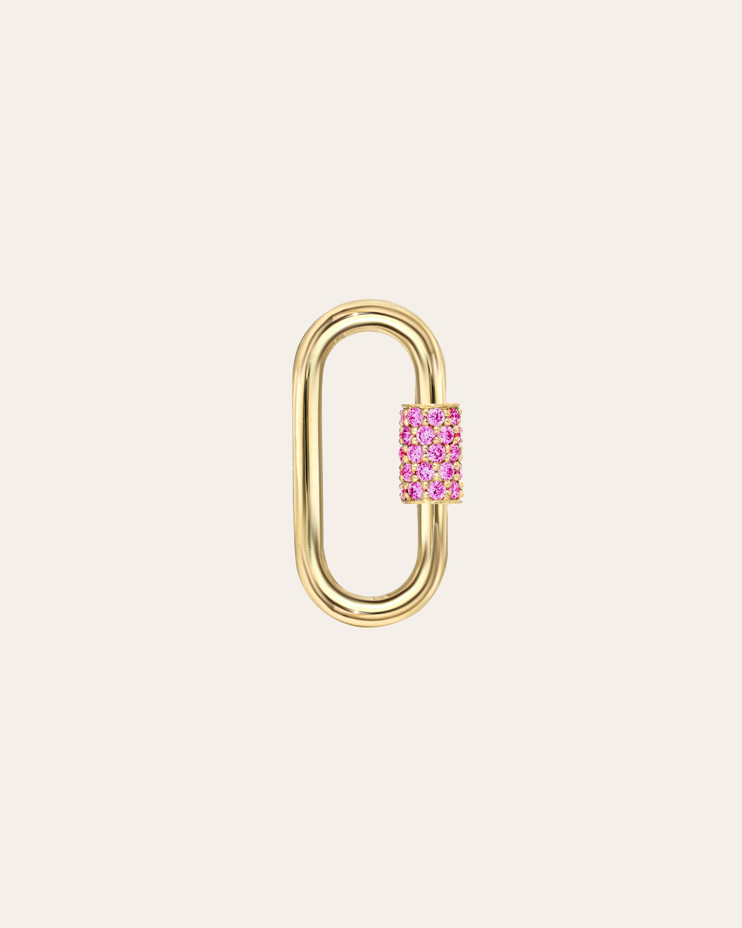 14k Gold Gemstone Carabiner Zoe Lev Jewelry 14K Yellow Gold Pink Sapphire