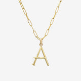 14k Gold Large Nail Initial Necklace Personalized Zoe Lev Jewelry