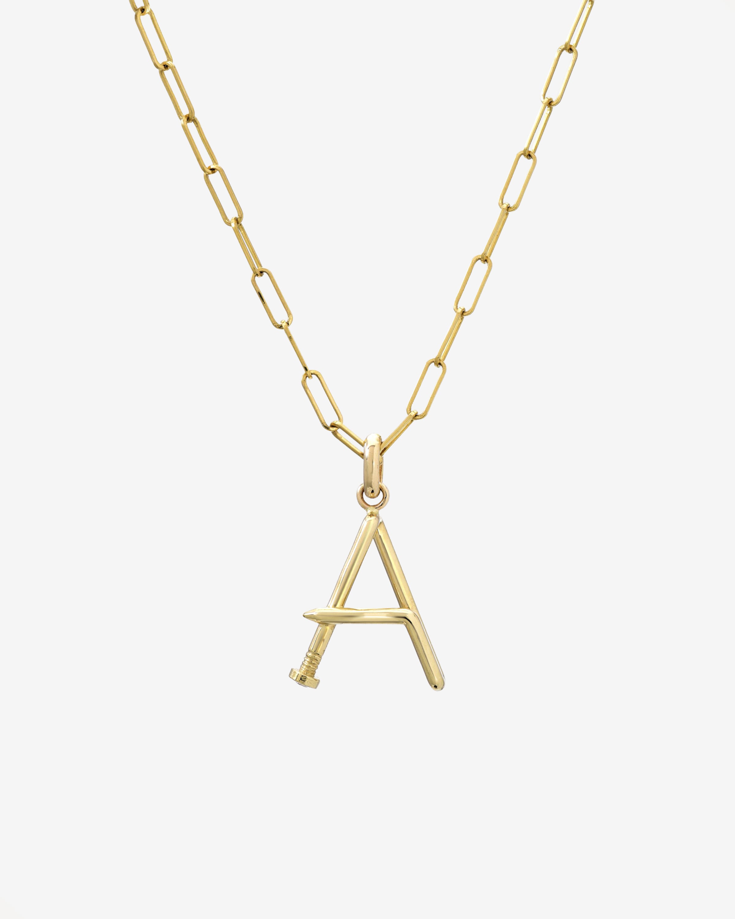 14k Gold Large Nail Initial Necklace Personalized Zoe Lev Jewelry