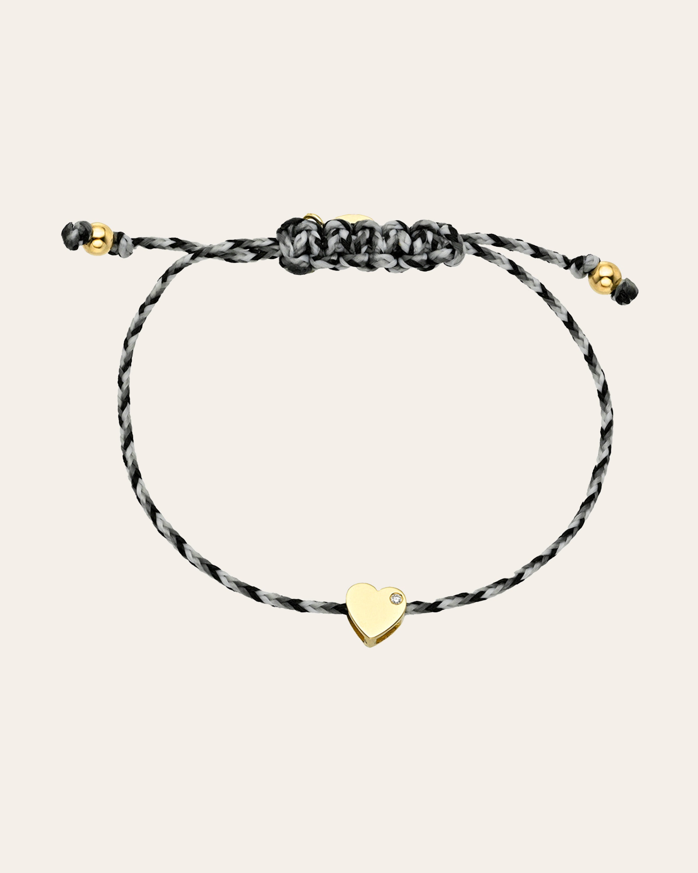 14k Gold Paracord Heart Fortune Anklet Fortune Zoe Lev Jewelry