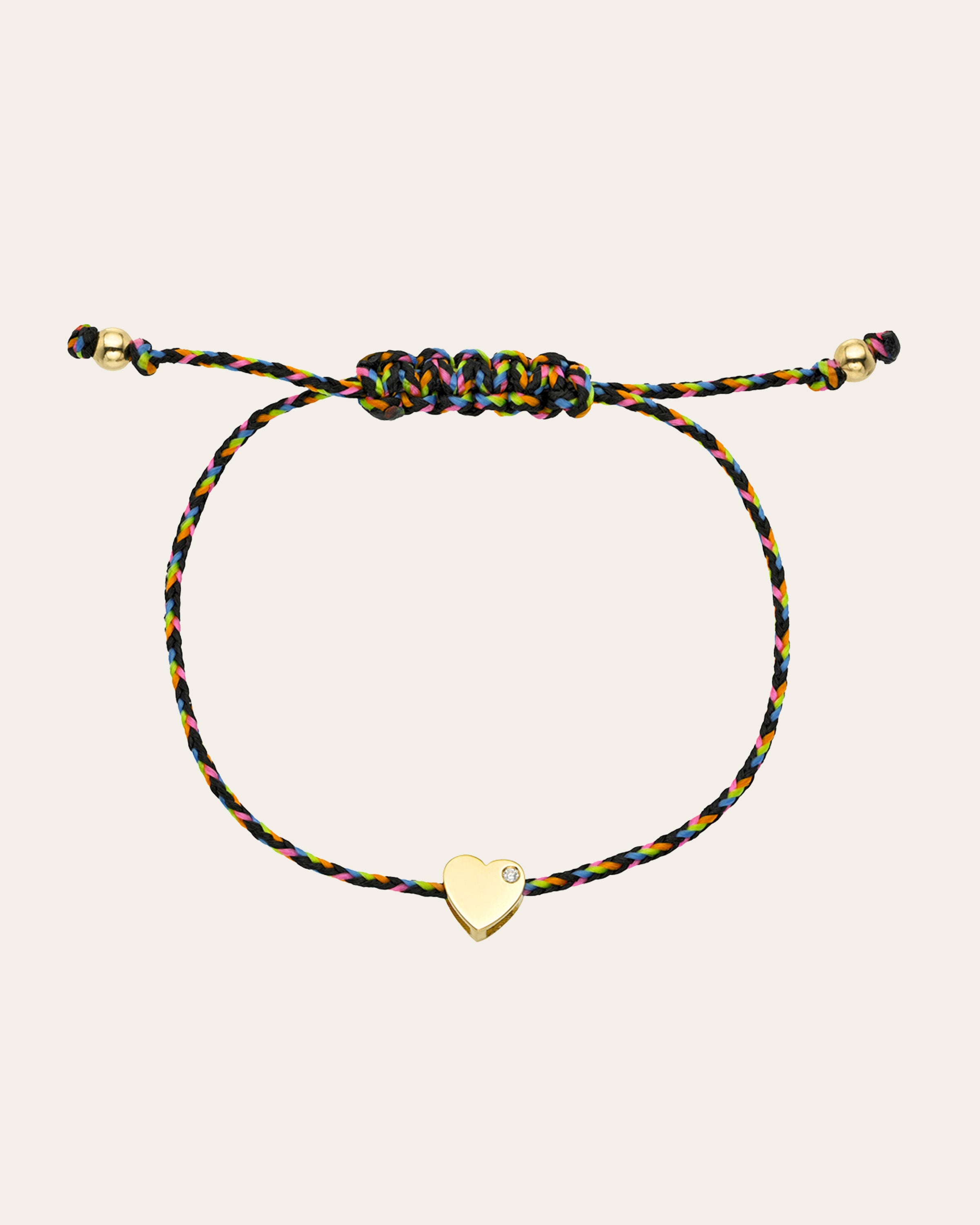 14k Gold Paracord Heart Fortune Anklet Fortune Zoe Lev Jewelry