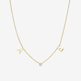 14k Gold Space Initial and Diamond Bezel Necklace Personalized Zoe Lev Jewelry