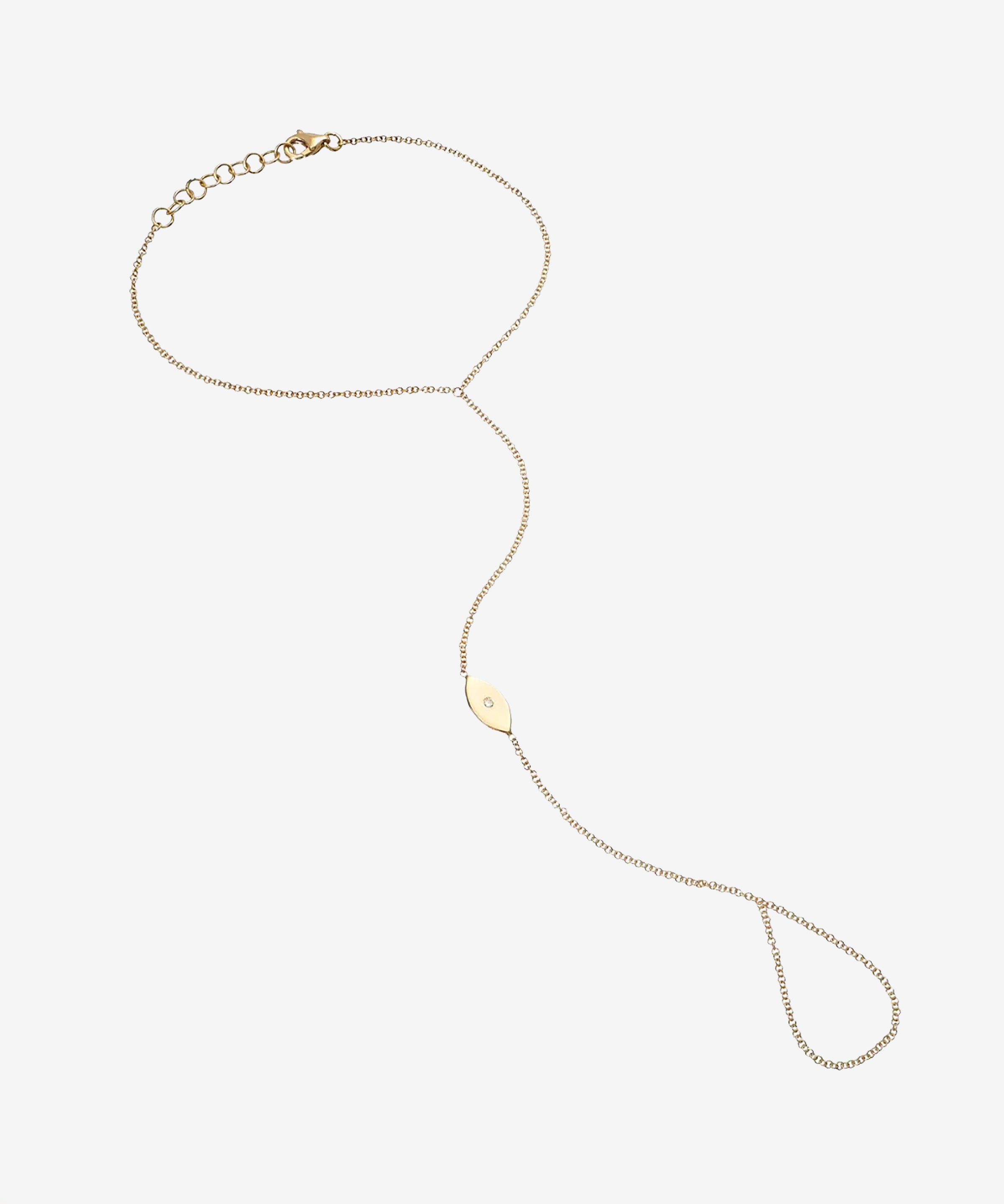14K Gold Diamond Evil Eye Hand Chain Zoe Lev Jewelry