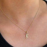 14k Gold Gothic Initial Pendant - 'E' SAMPLE SALE Zoe Lev Jewelry