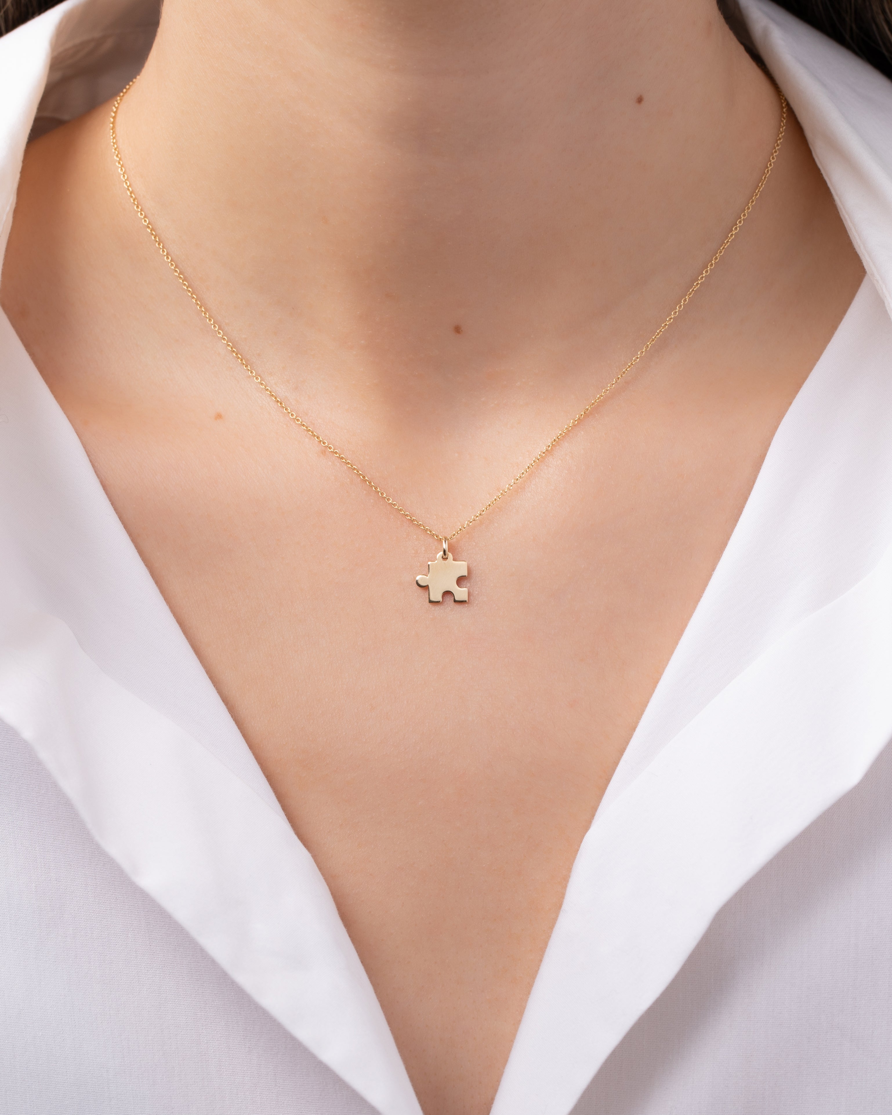 14K Gold Puzzle Piece Necklace Zoe Lev Jewelry