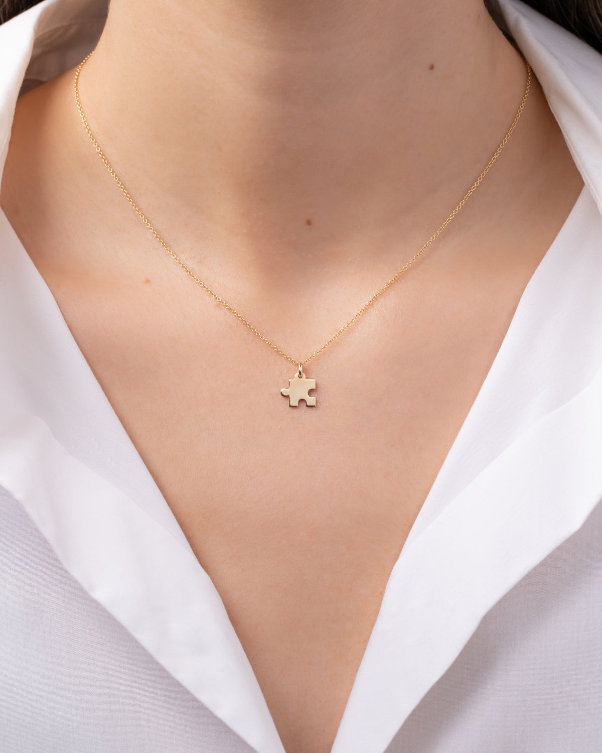 14K Gold Small Puzzle Piece Necklace
