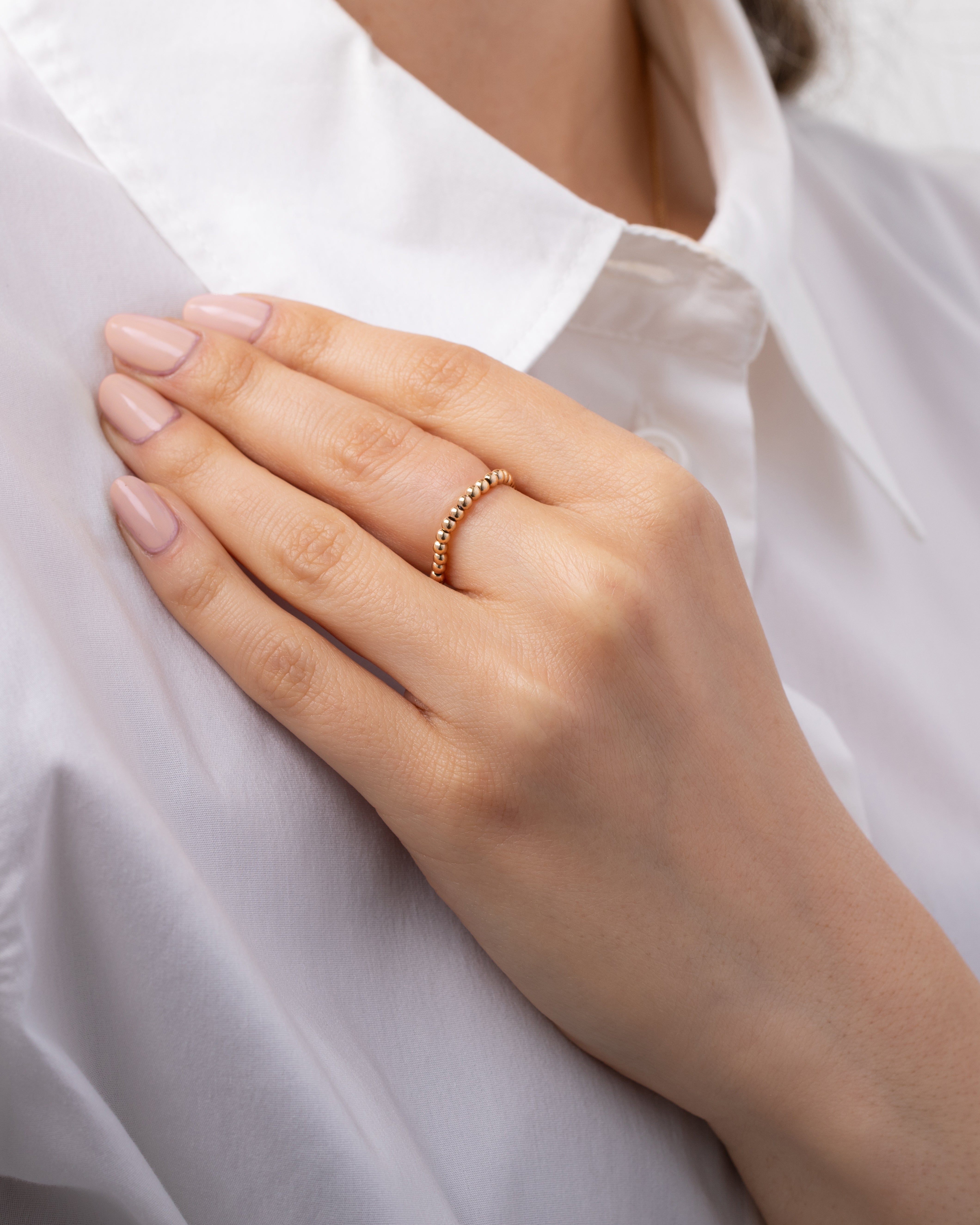 14k Gold 2mm Bead Ring Zoe Lev Jewelry