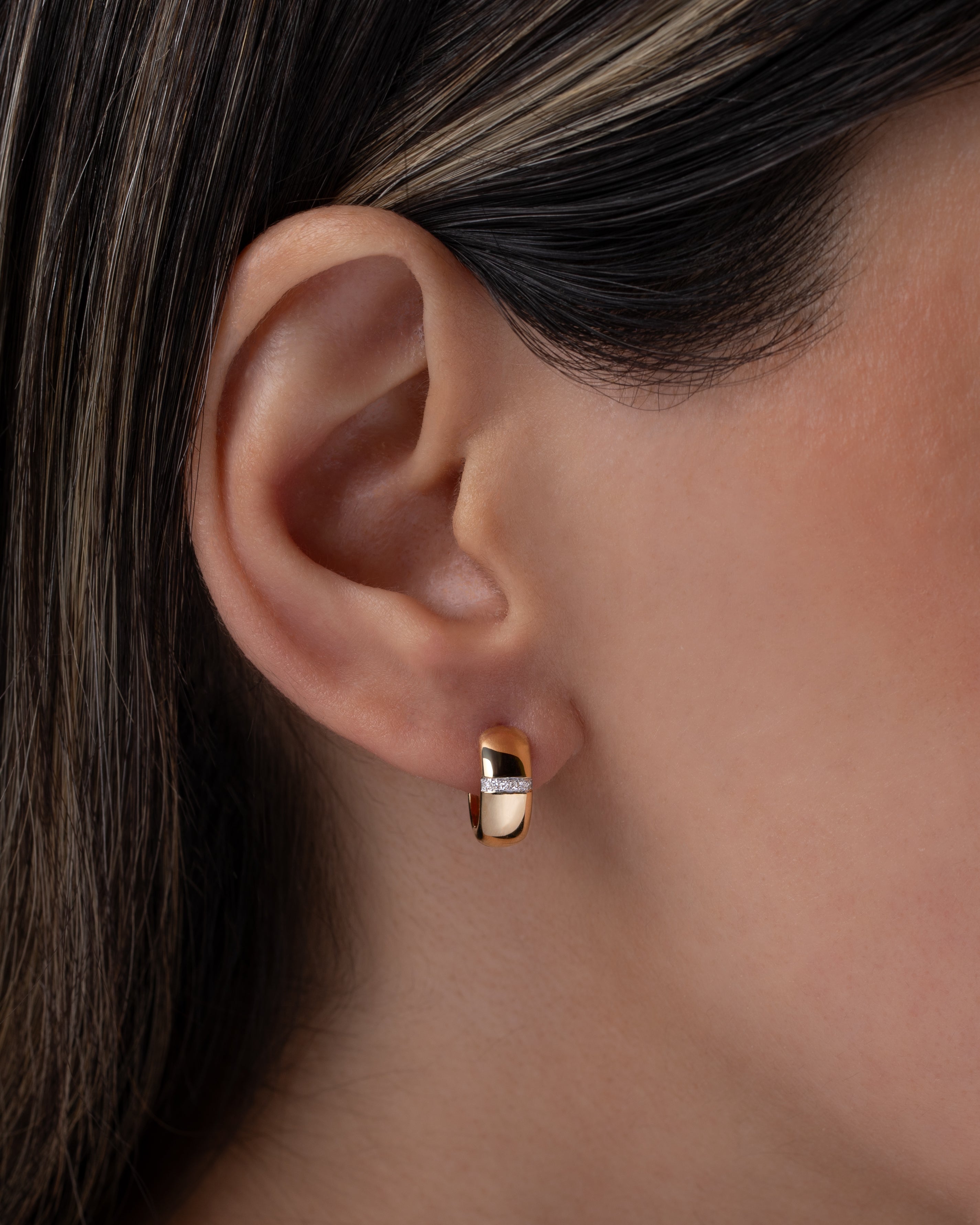 14k Gold Thick Diamond Row Huggies SAMPLE SALE Zoe Lev Jewelry