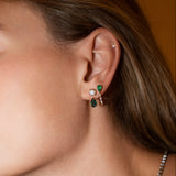 Lab Diamond and Emerald Pear Drop Stud Studs Zoe Lev Jewelry