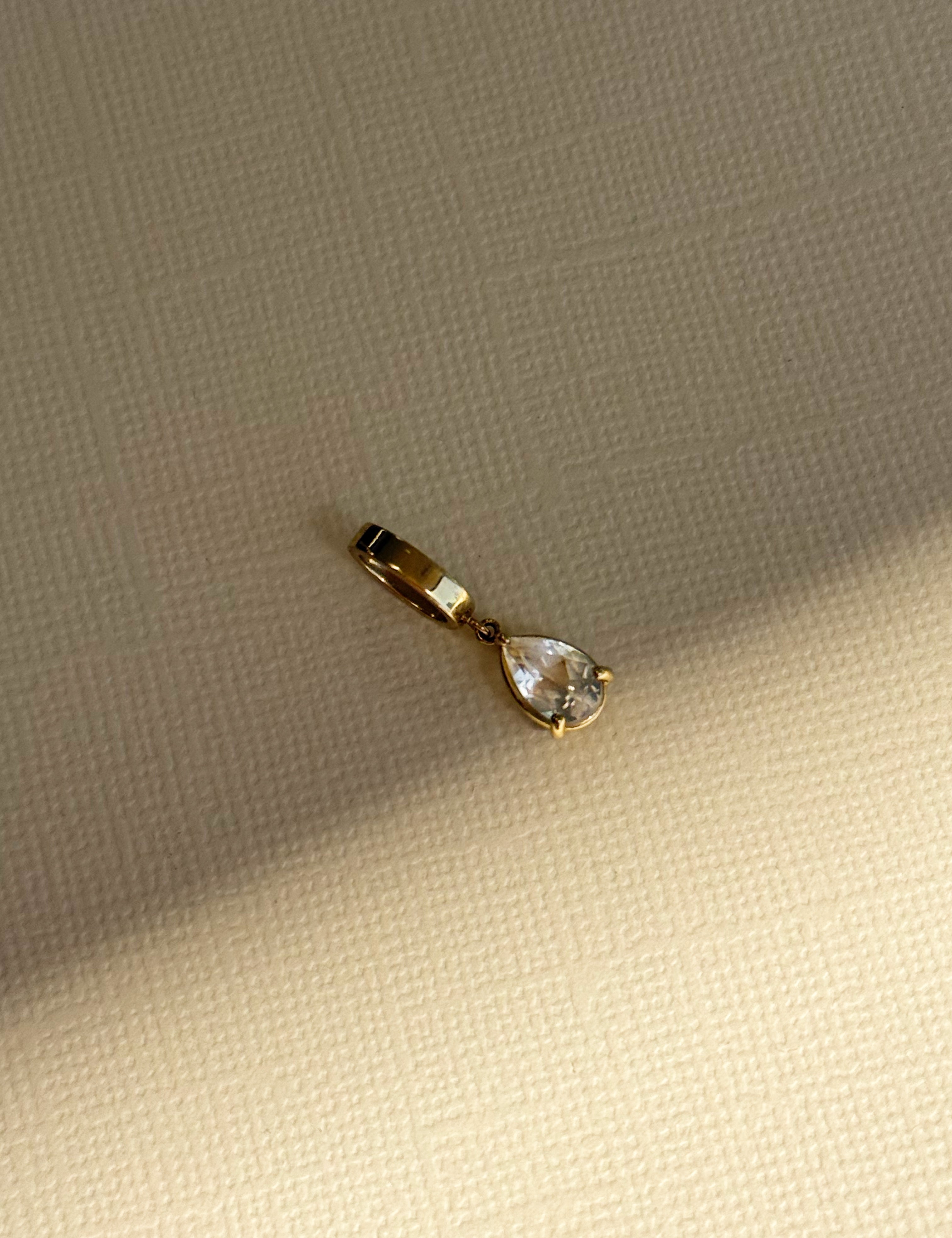 3 Prong White Topaz Pear Heirloom Charm SAMPLE SALE Zoe Lev Jewelry