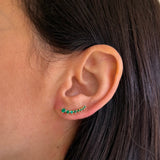 3 Prong Emerald Ear Crawler Zoe Lev Jewelry
