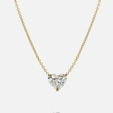 Lab Diamond 3 Prong Heart Necklace Zoe Lev Jewelry