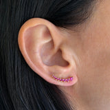 3 Prong Pink Sapphire Ear Crawler Zoe Lev Jewelry
