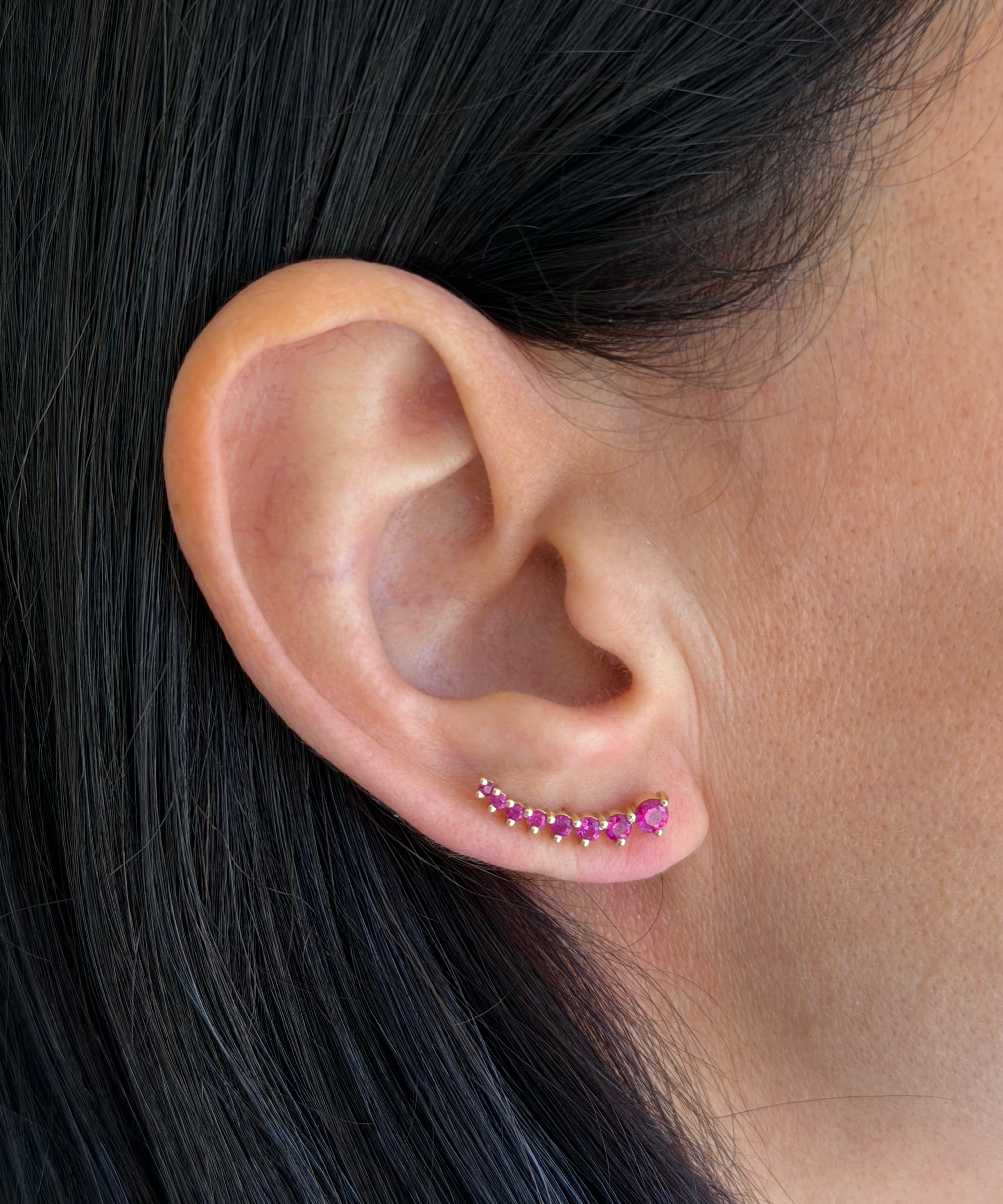 3 Prong Pink Sapphire Ear Crawler Zoe Lev Jewelry