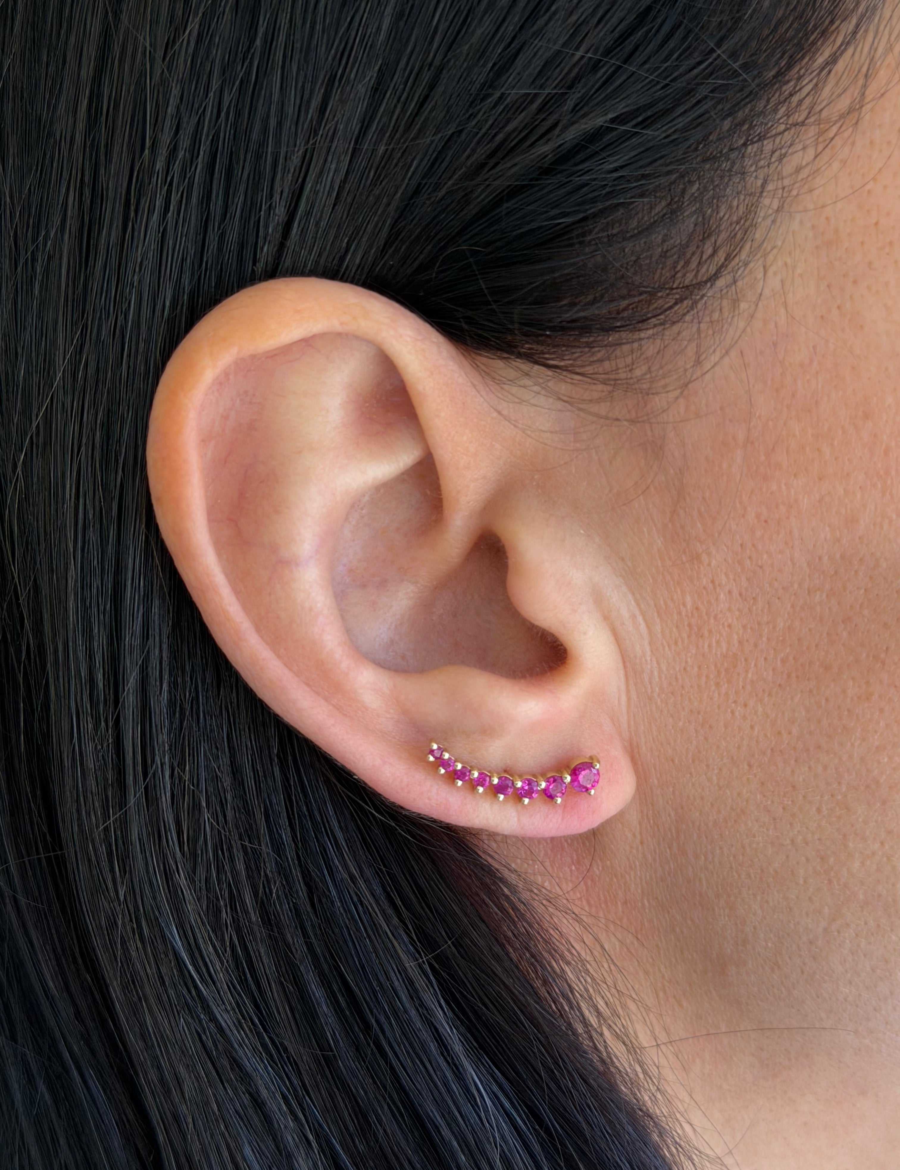 3 Prong Pink Sapphire Ear Crawler Zoe Lev Jewelry