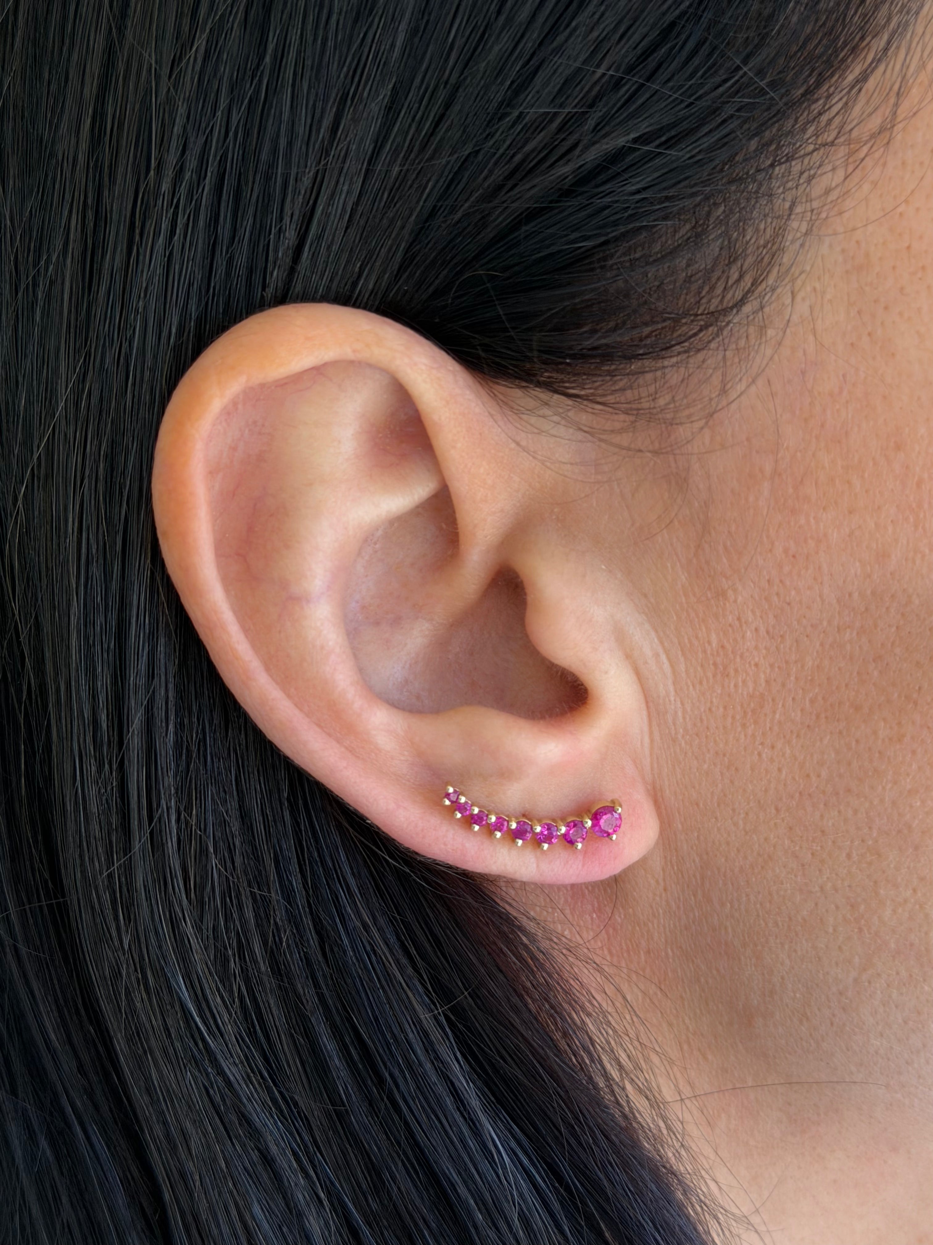 3 Prong Pink Sapphire Ear Crawler Zoe Lev Jewelry