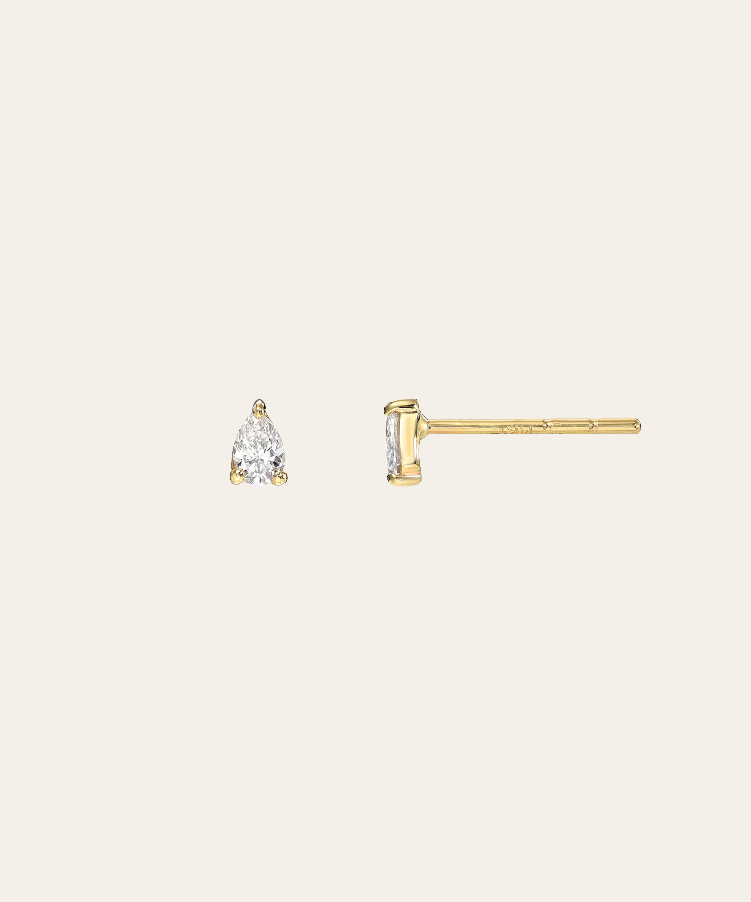 3 Prong Diamond Pear Stud Earring - Single SAMPLE SALE Zoe Lev Jewelry