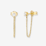 3 Prong Diamond Stud Chain Earrings Zoe Lev Jewelry