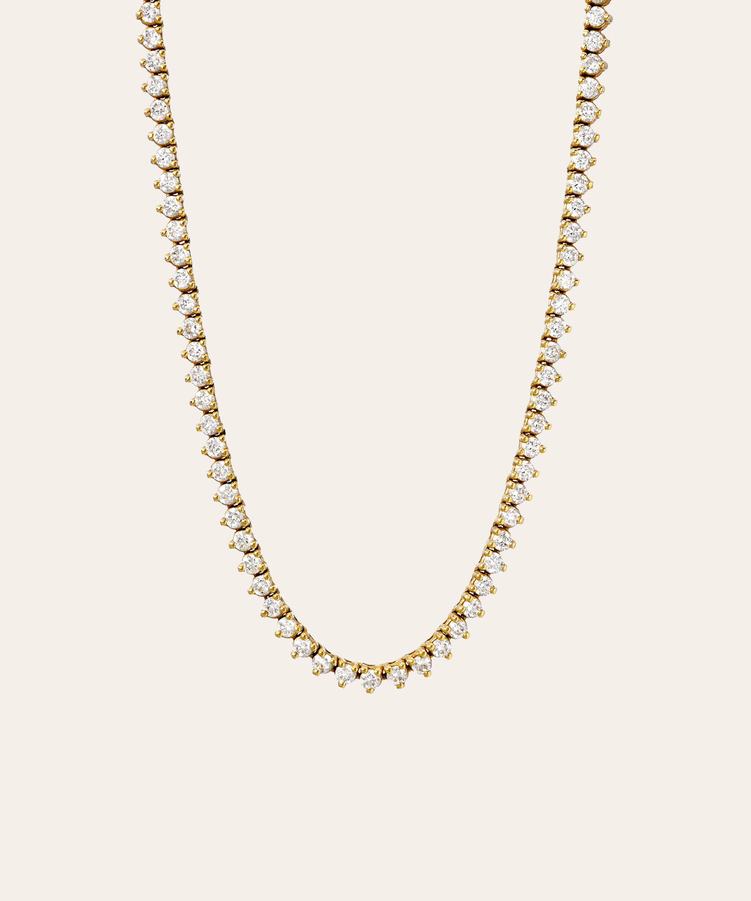 3 Prong Diamond Tennis Necklace Zoe Lev Jewelry