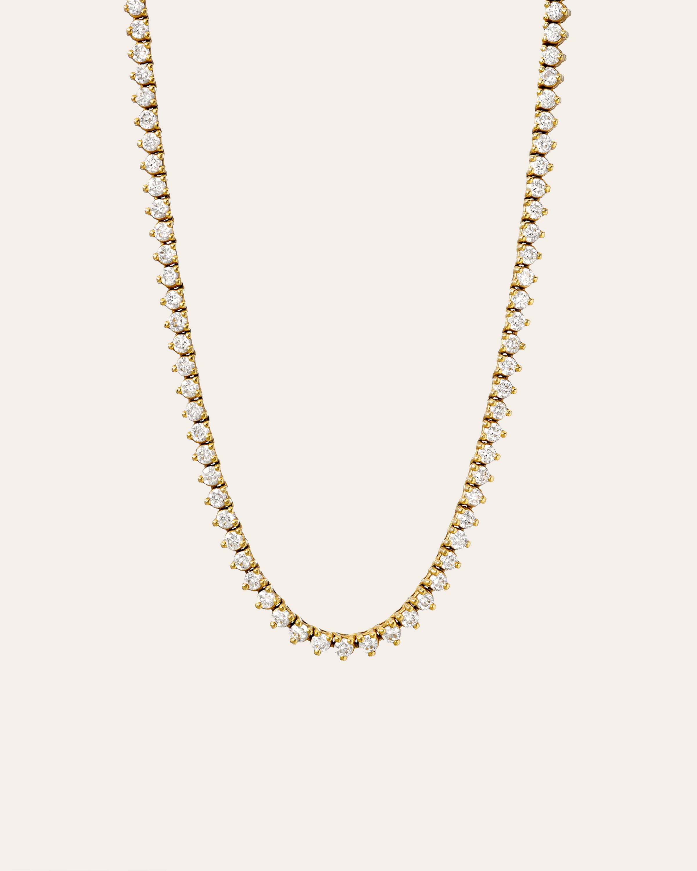 3 Prong Diamond Tennis Necklace Zoe Lev Jewelry