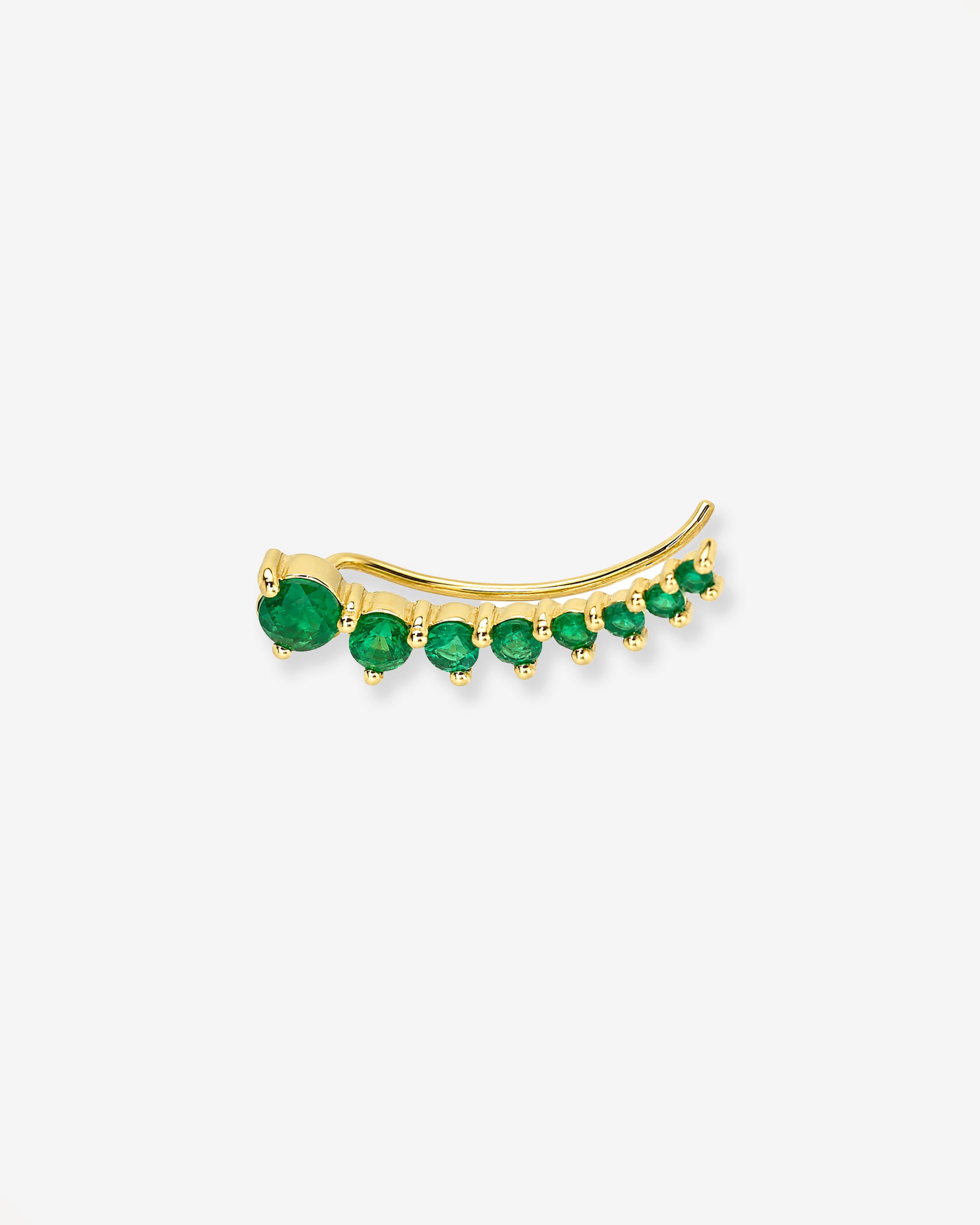 3 Prong Emerald Ear Crawler Zoe Lev Jewelry