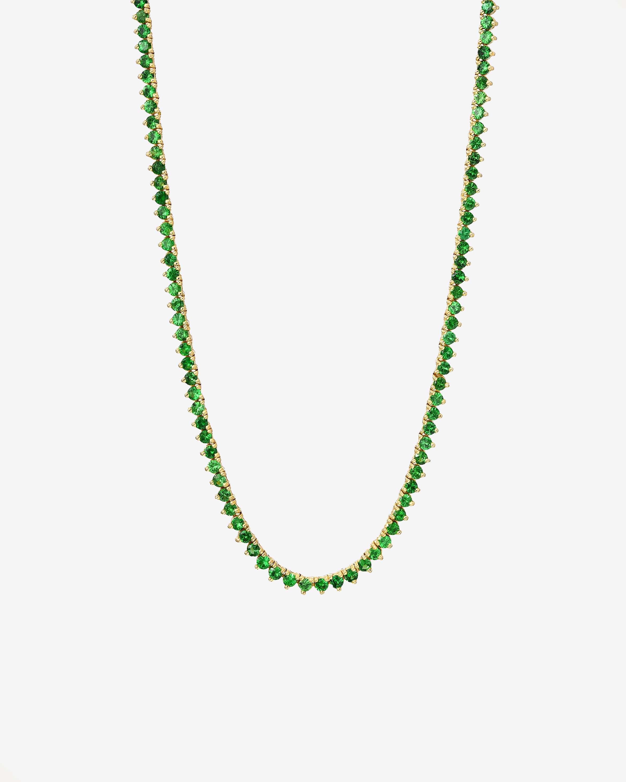 3 Prong Emerald Tennis Necklace