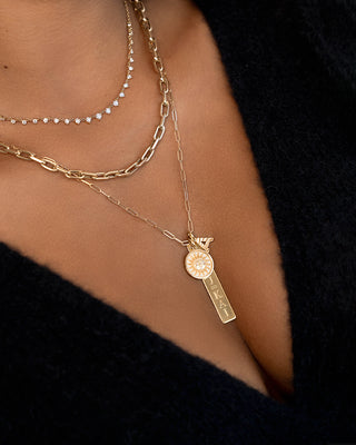 14k Gold Vertical Nameplate Pendant