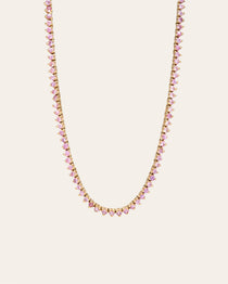 3 Prong Pink Sapphire Tennis Necklace Zoe Lev Jewelry