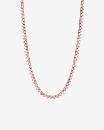 3 Prong Pink Sapphire Tennis Necklace Tennis Necklace Zoe Lev Jewelry