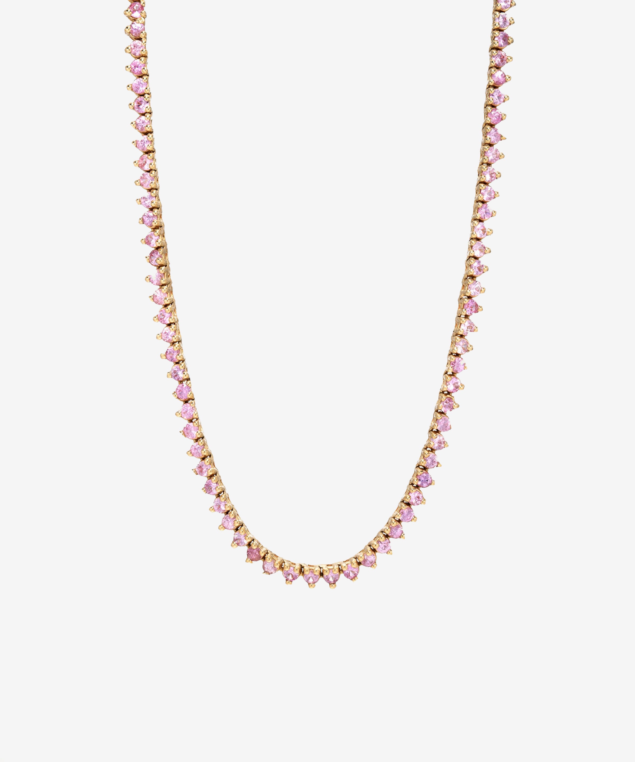 3 Prong Pink Sapphire Tennis Necklace Tennis Necklace Zoe Lev Jewelry