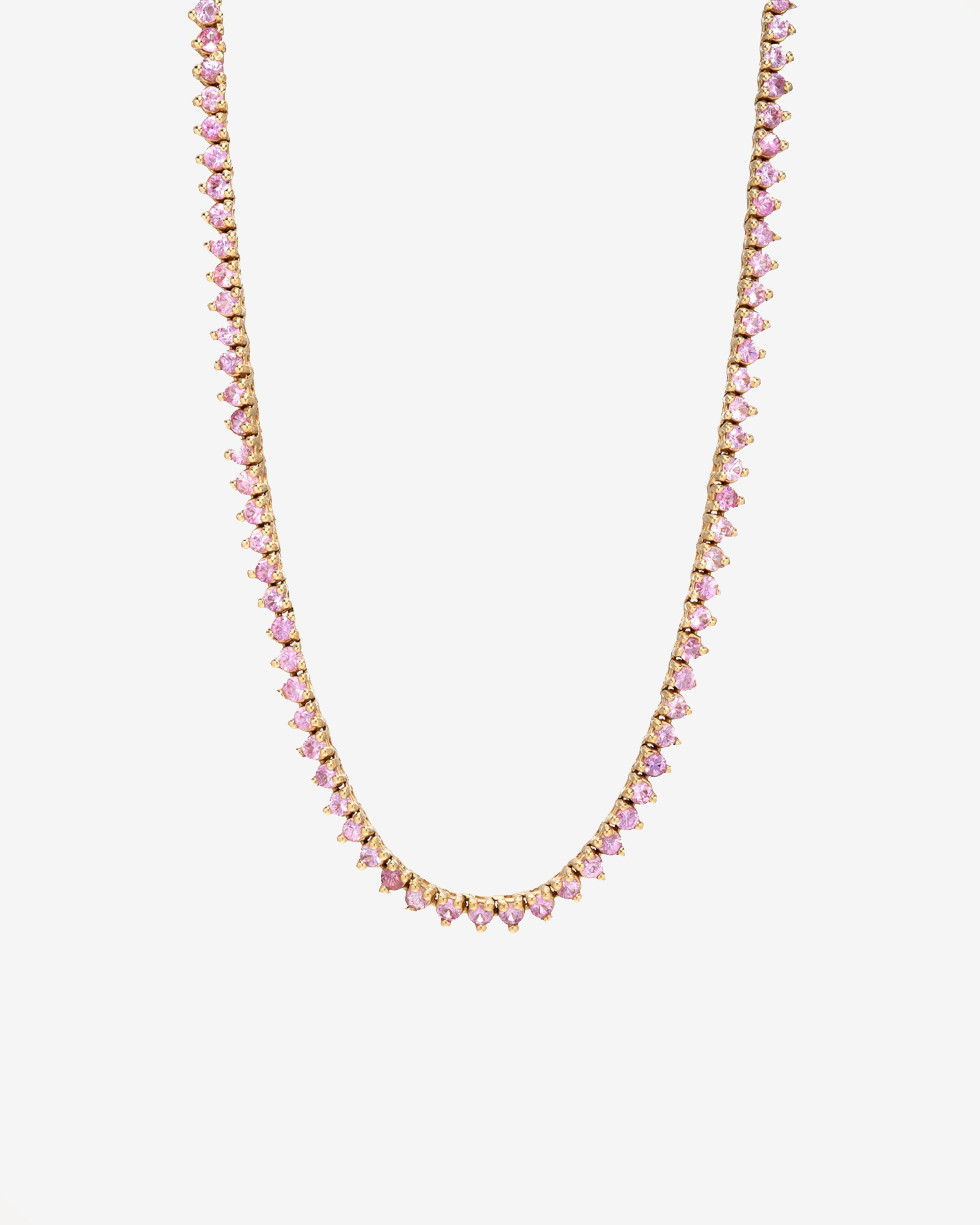 3 Prong Pink Sapphire Tennis Necklace Tennis Necklace Zoe Lev Jewelry
