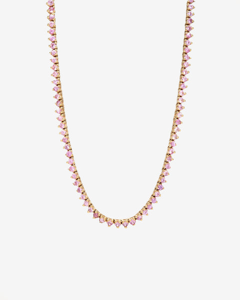 3 Prong Pink Sapphire Tennis Necklace
