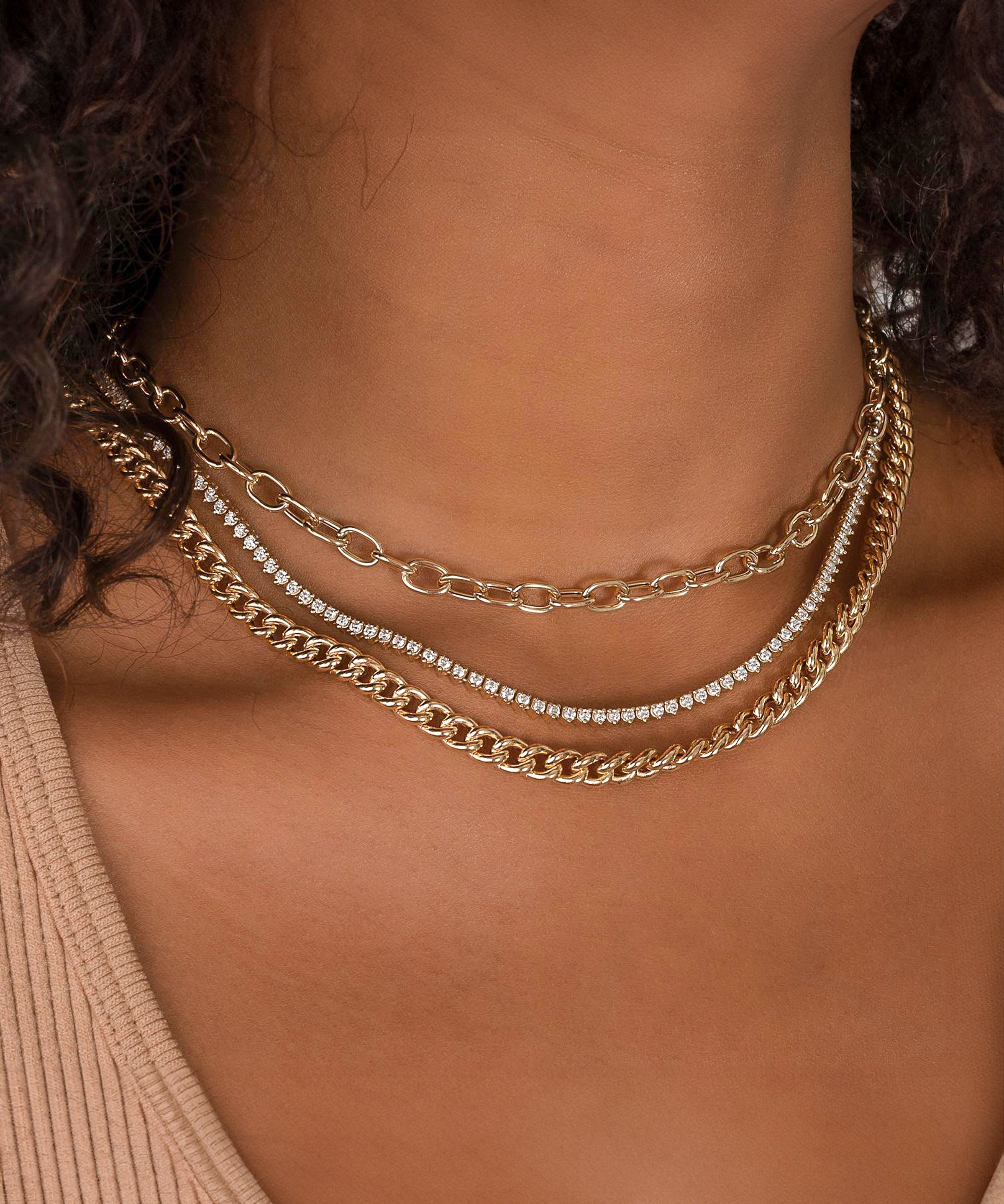 3 Prong Diamond Tennis Necklace Zoe Lev Jewelry