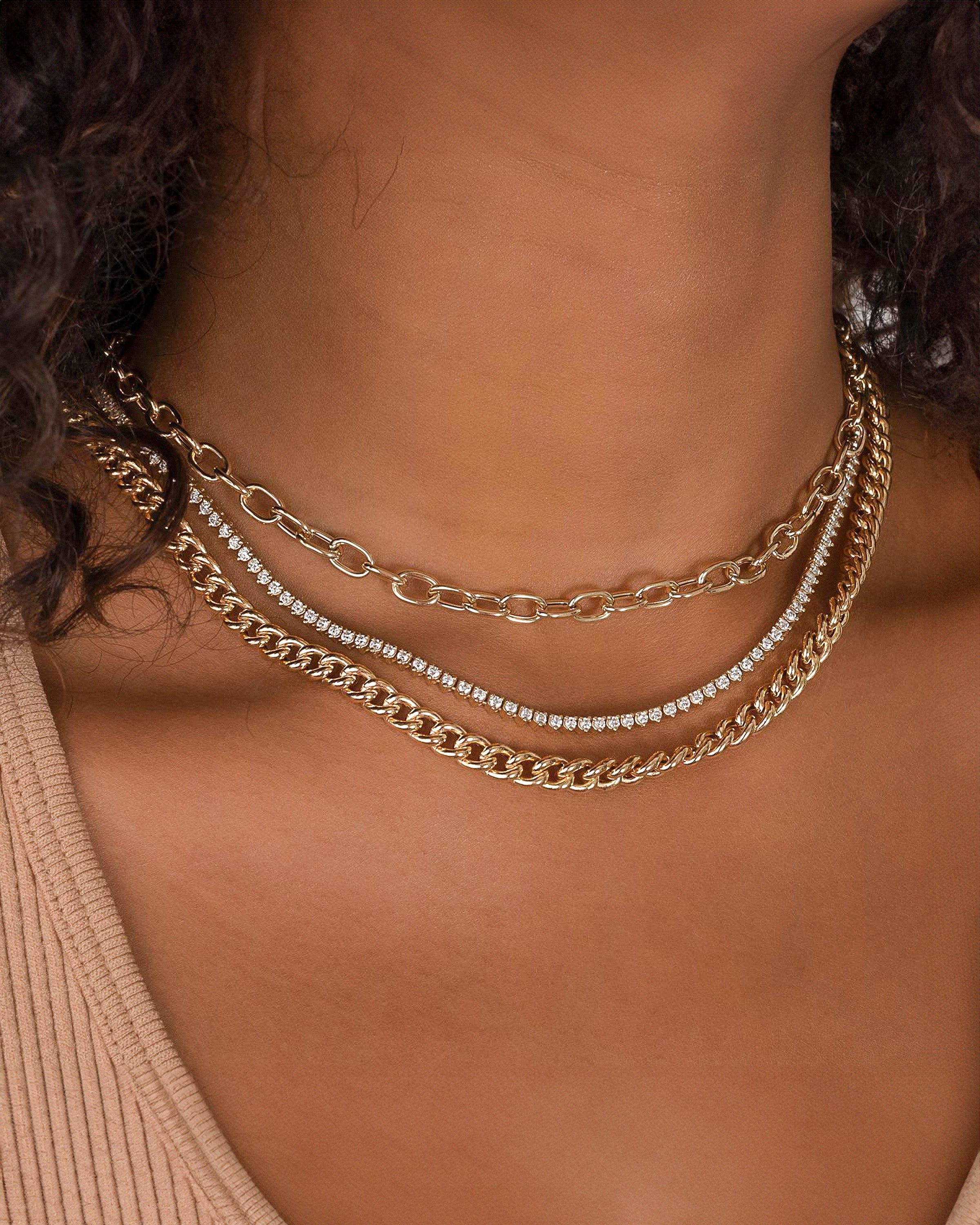 3 Prong Diamond Tennis Necklace Zoe Lev Jewelry