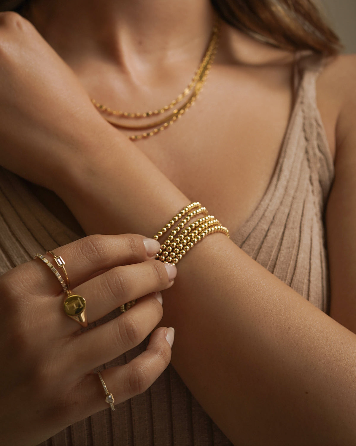 White gold polish ring bracelet for women