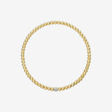 3mm Gold Bead Bracelet with Diamond Bead Zoe Lev Jewelry